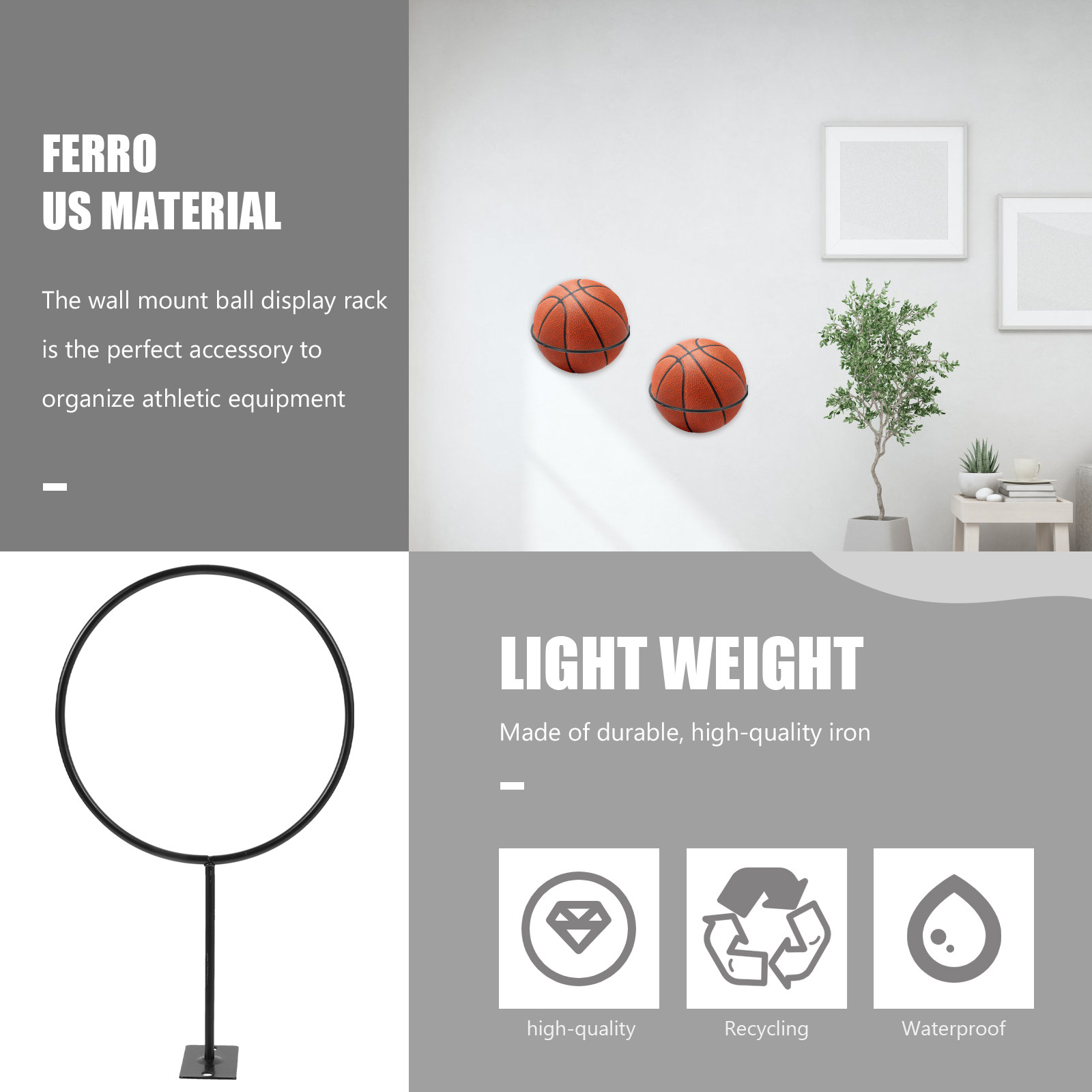 Sports Equipment Basketball - 5Pcs Heavy Duty Iron Ball Rack